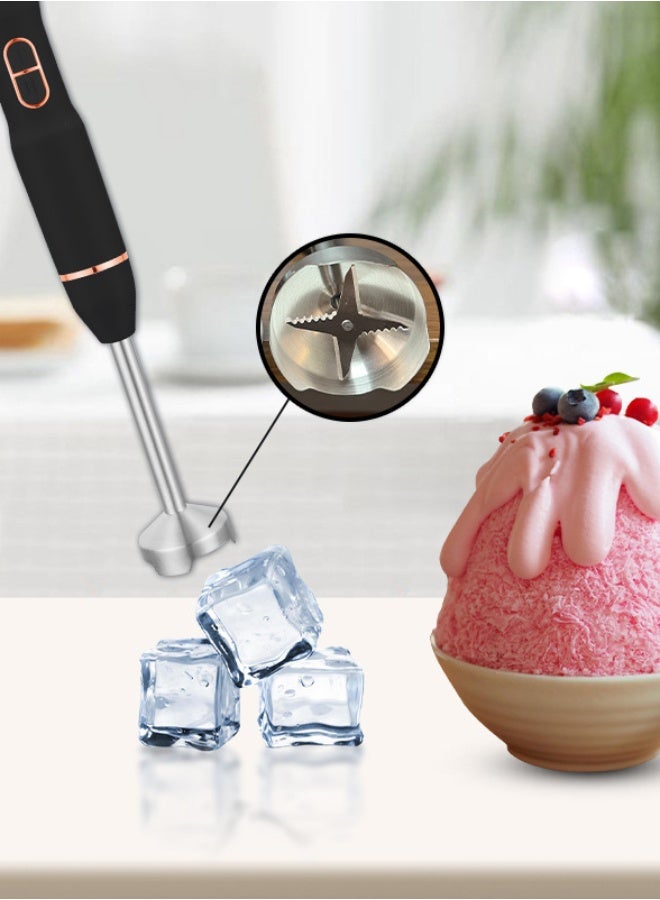 4 in 1 Electric Hand Blender Set, 400W Immersion Hand Blender with Whisk and Chopper, Stainless Steel Shaft and Blades, 2-Speed Handheld Mixer with Ergonomic Grip, Black - view 4